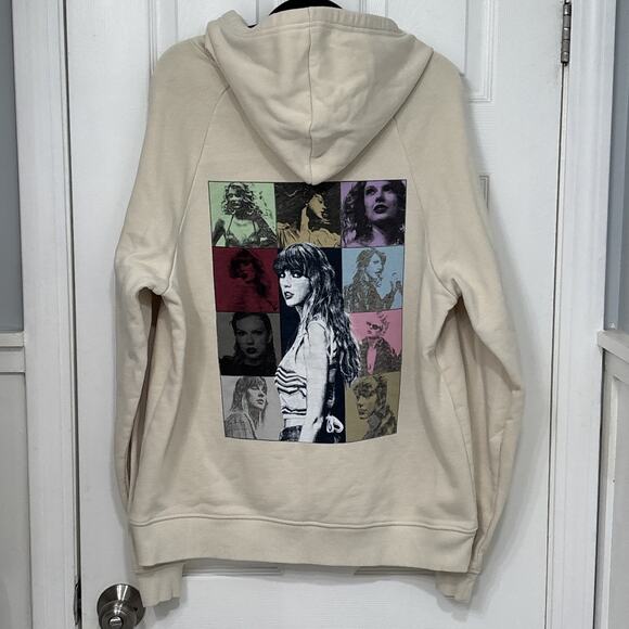 Cream Sweaters - Taylor Swift The Eras Tour Hoodie Cream W/ Colored Taylor Size Large Sweatshirt